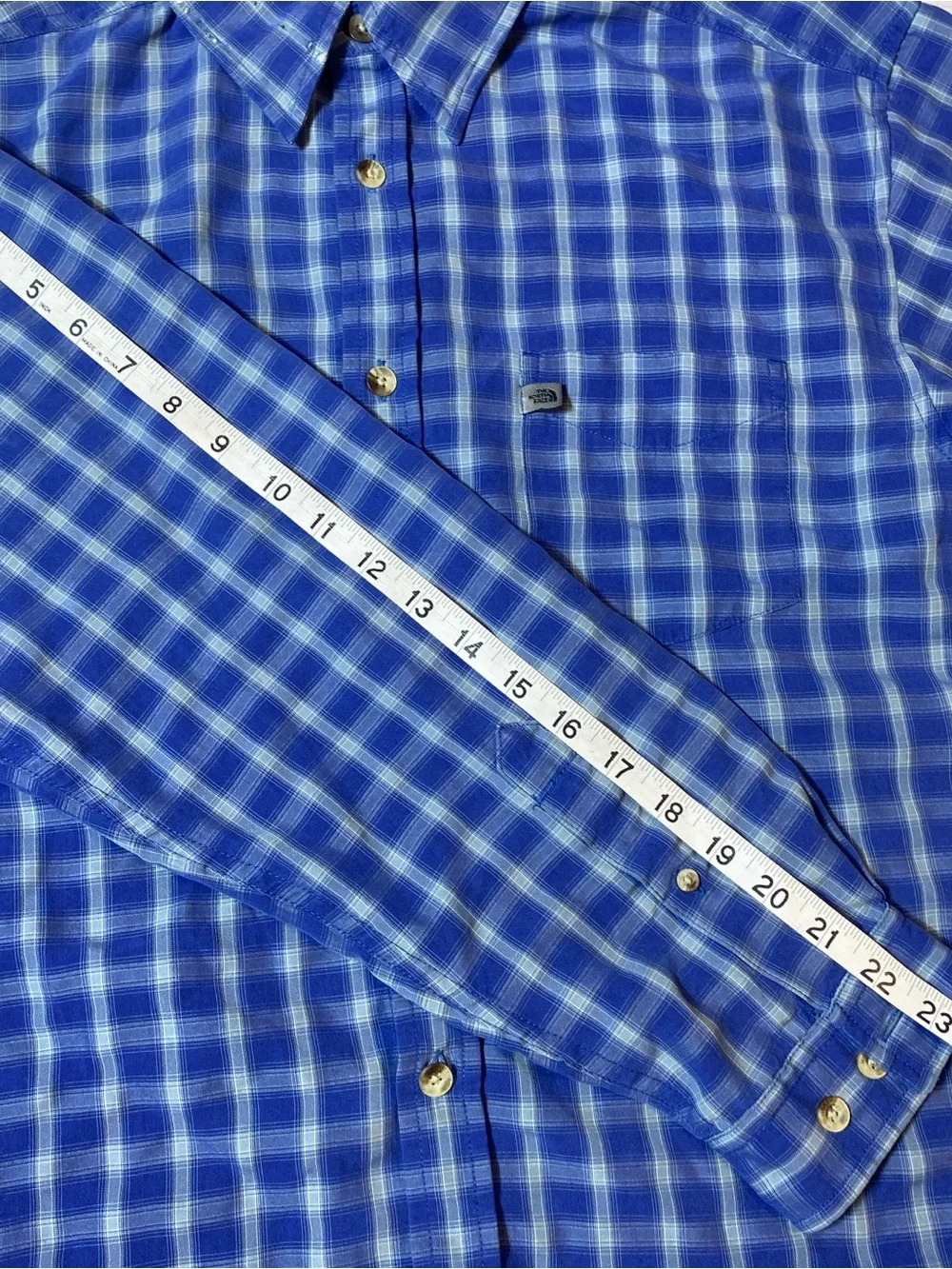 The North Face Men's M Plaid Button Down Shirt Blue Long Sleeve
